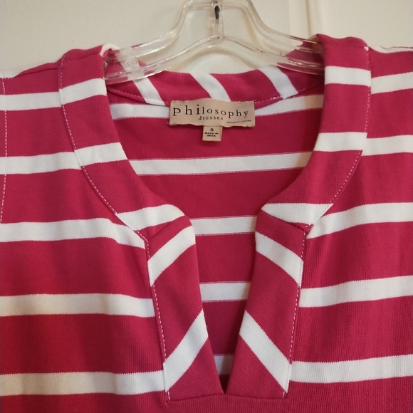 Philosophy Republic Clothing Dark Pink & White Striped Tank Midi Dress Size S - Picture 5 of 11